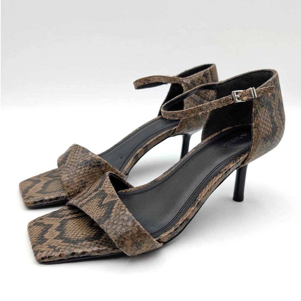 Nordstrom Stanton Ankle Strap Heel Sandals Women's Brown Snake Print Size US7M